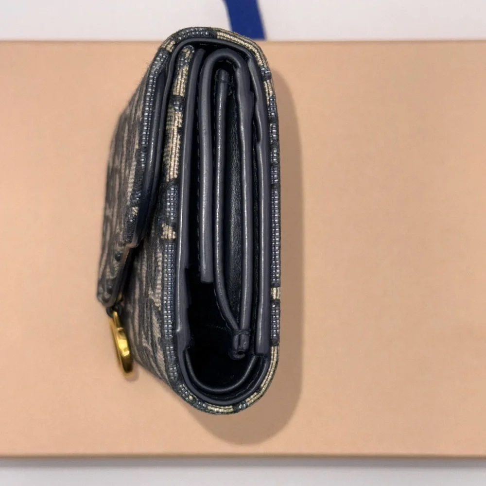 Dior Navy and Beige Monogram lotus Wallet